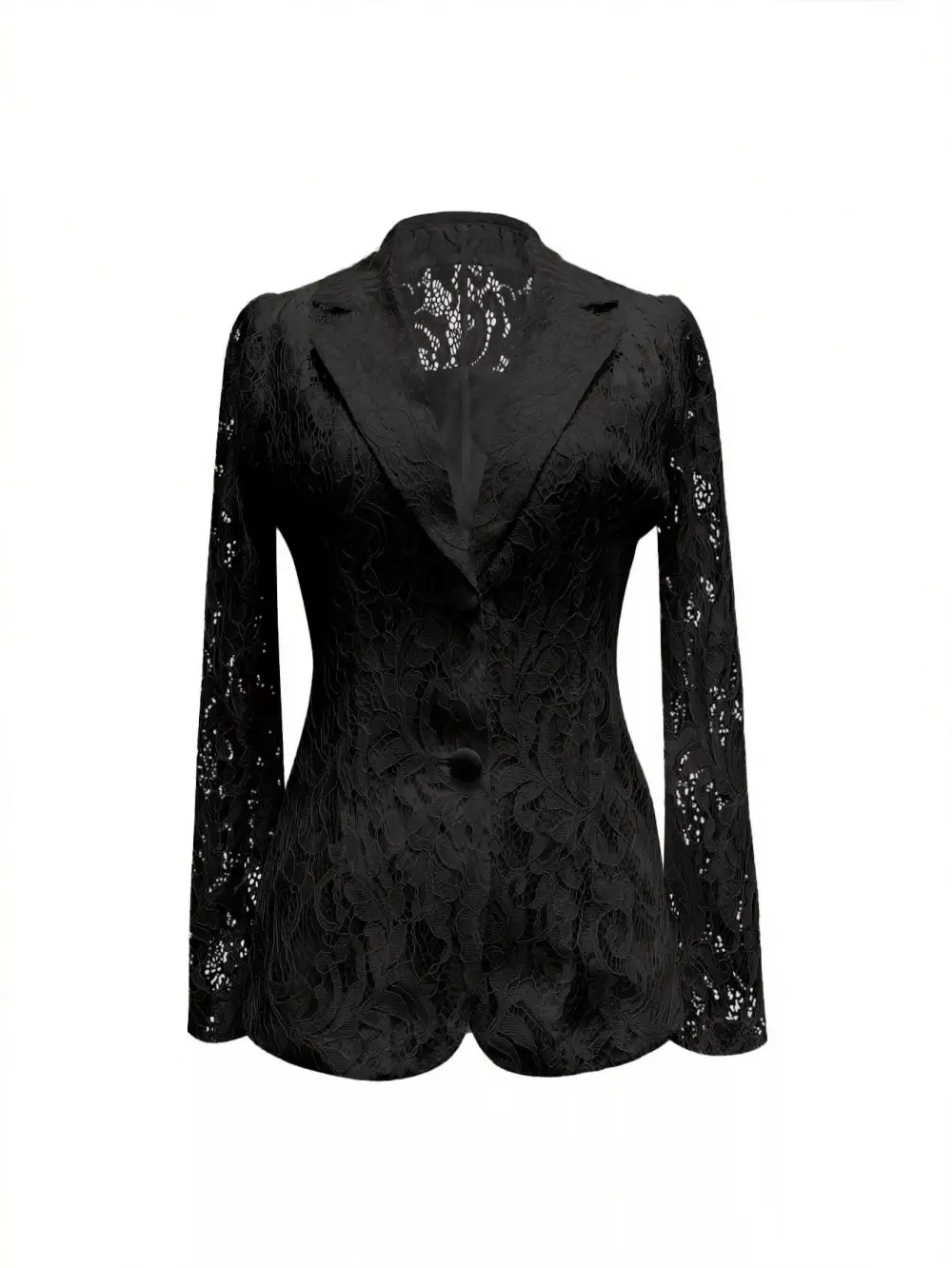 Button-Up Fitted Lace Blazer