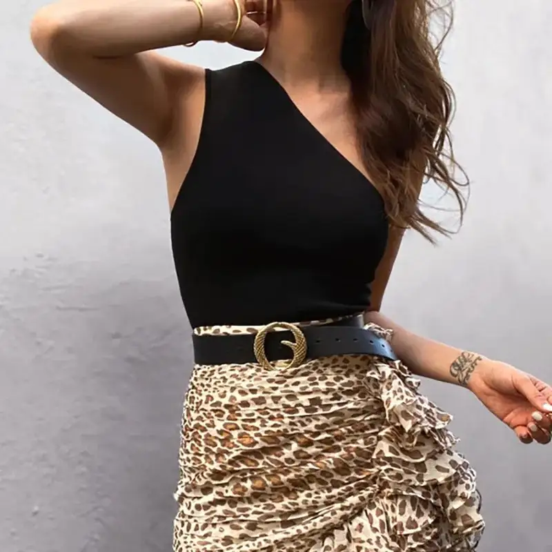 One-Shoulder Cropped Tank Top