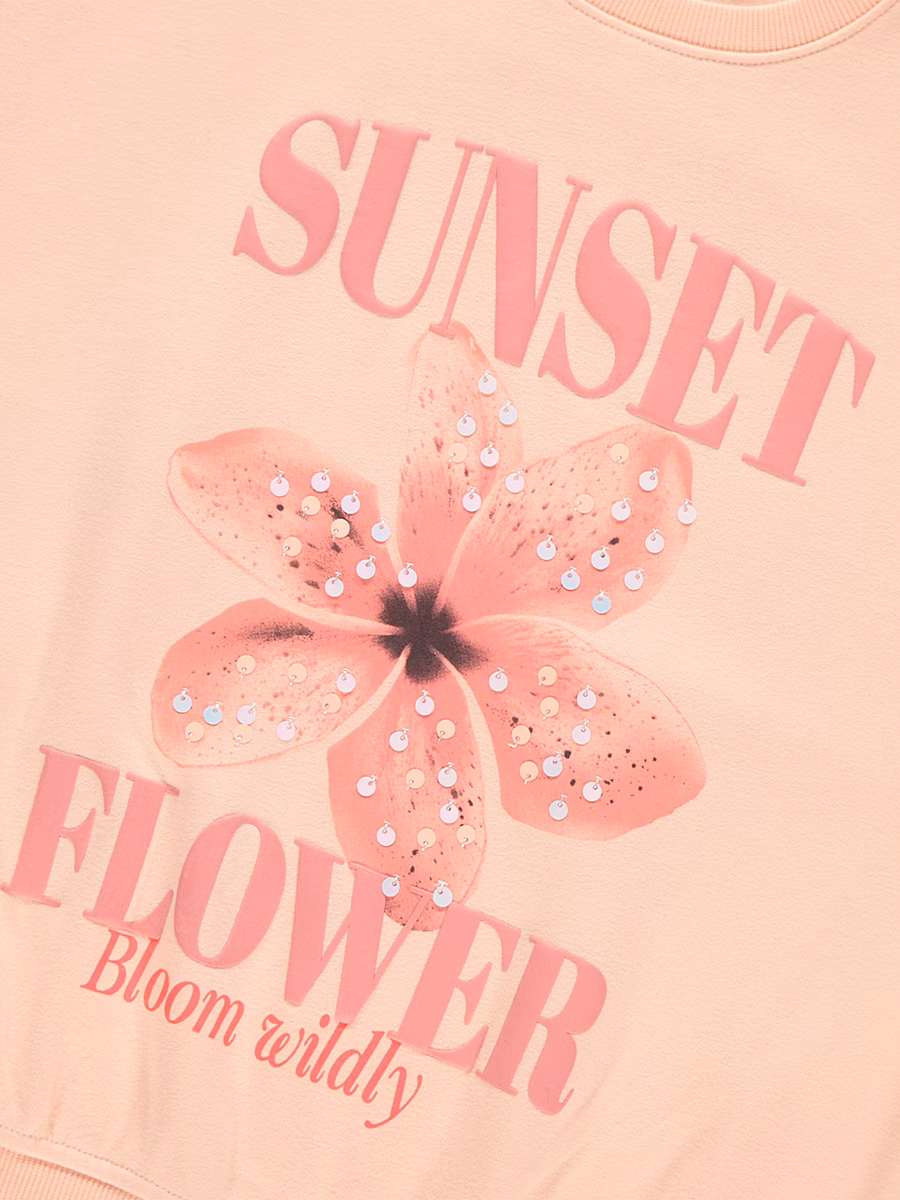 Peach Sunset Flower Sweatshirt detail 1
