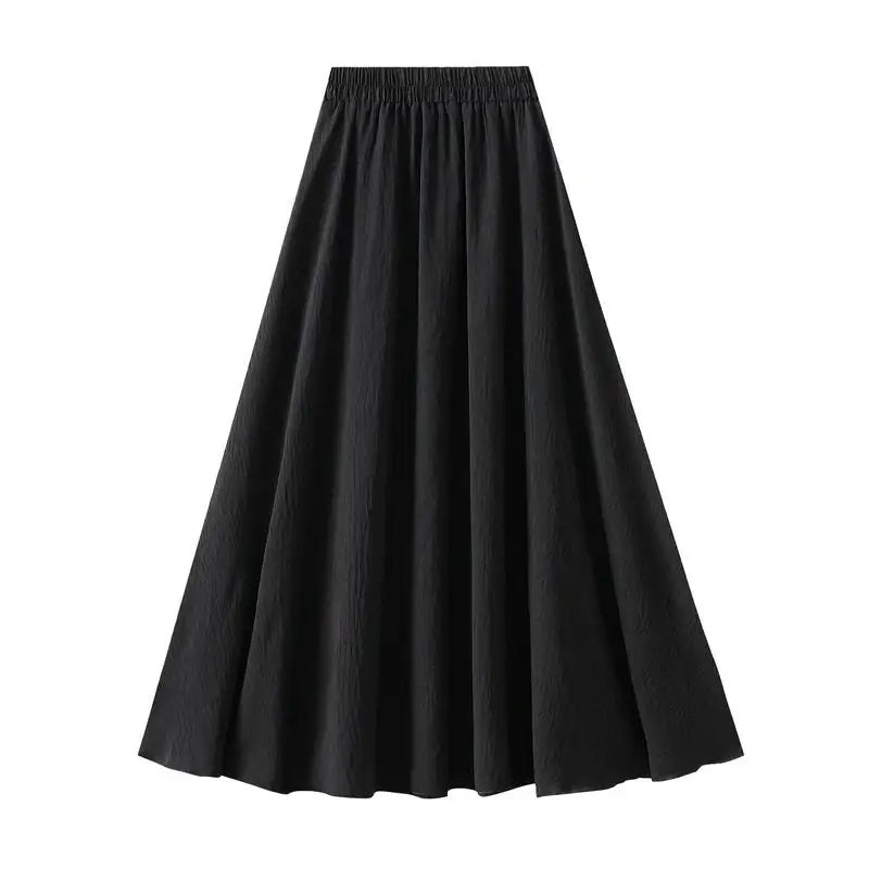 Soft Thin High Waist A-Line Long Skirt