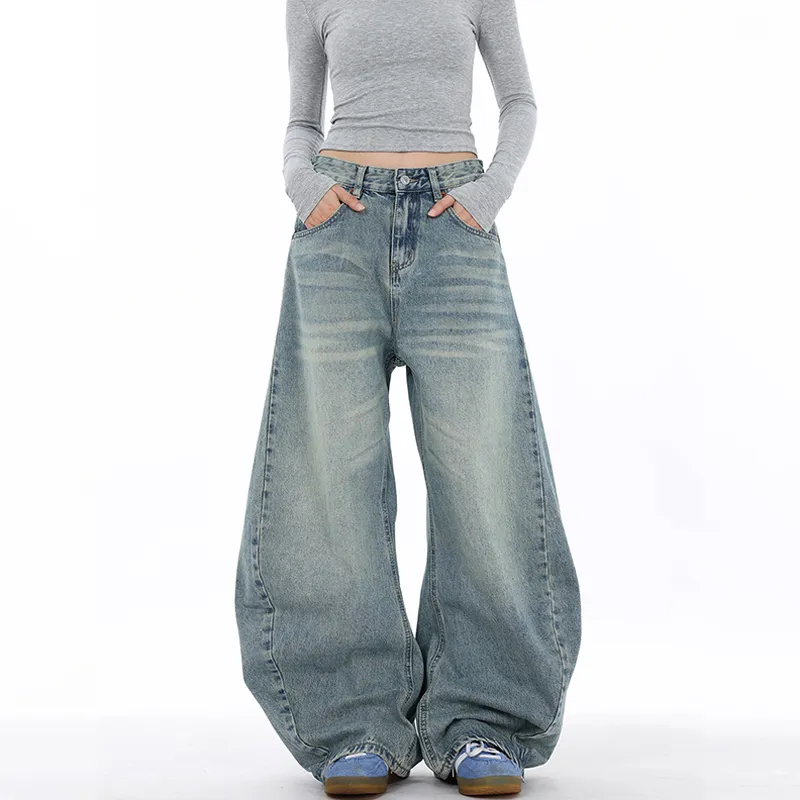 Streetwear Wide Leg Curved Leg Banana Leg Jeans