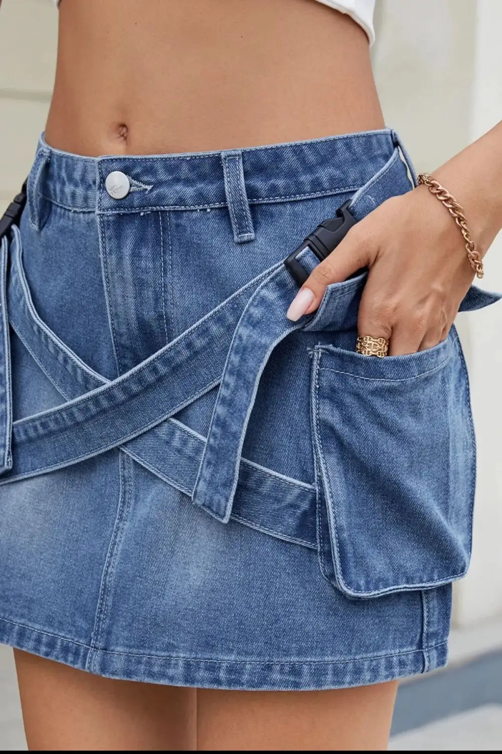 Denim Criss Mini Skirt