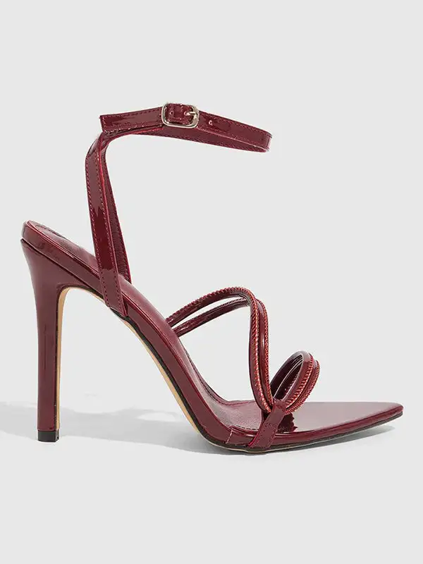 Buckle Cutout Panel Detail Heeled Sandals