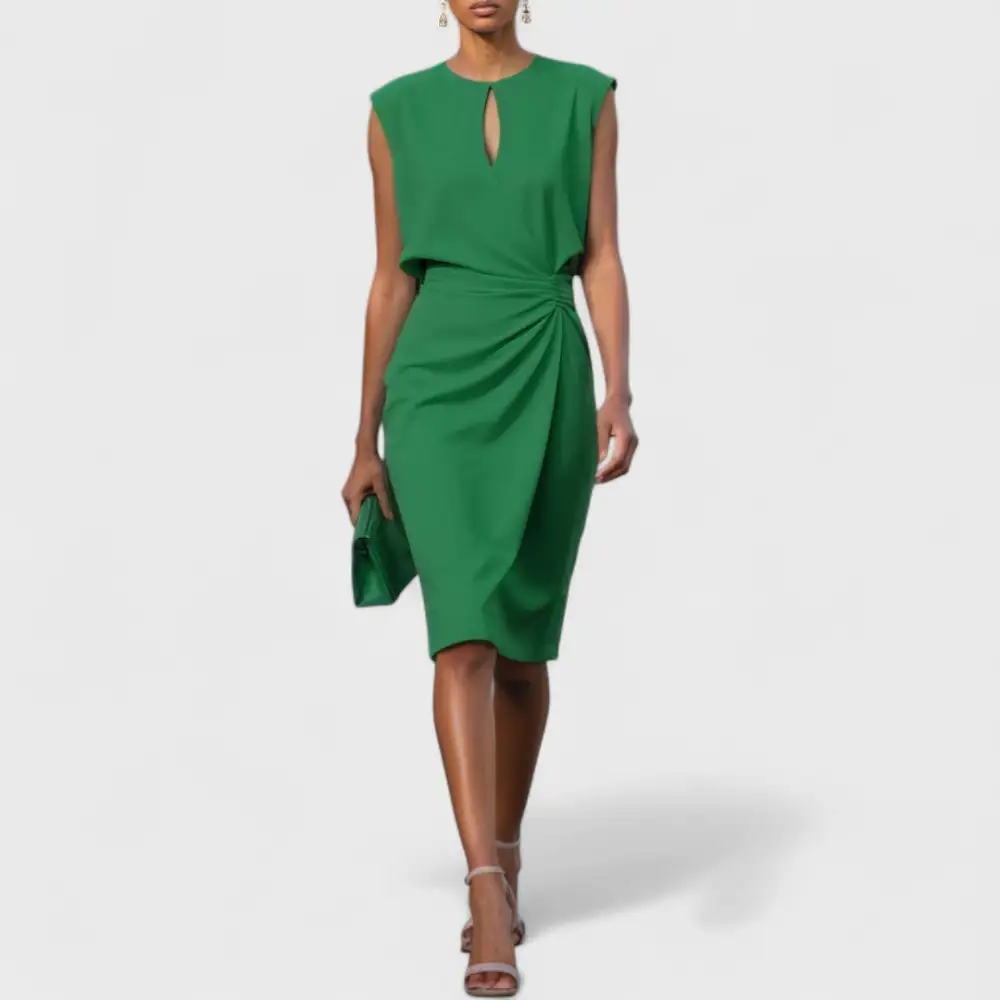  Draped Waist Midi Dress