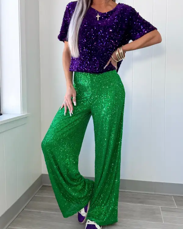 Modern Cropped Sequin Woven Top