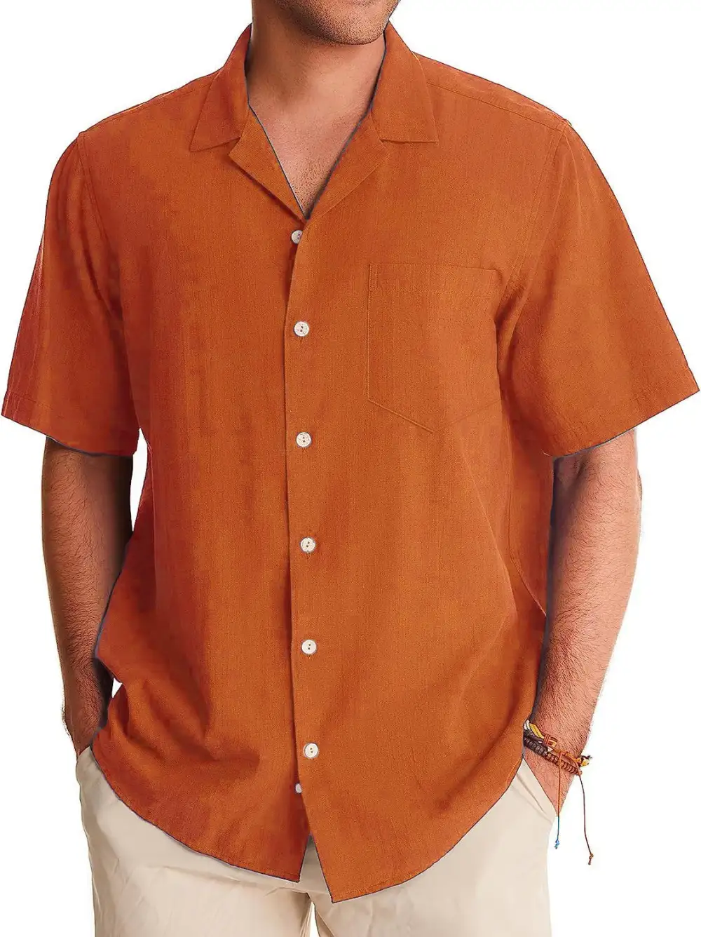 Short Sleeve Open Collar Pocket Shirt