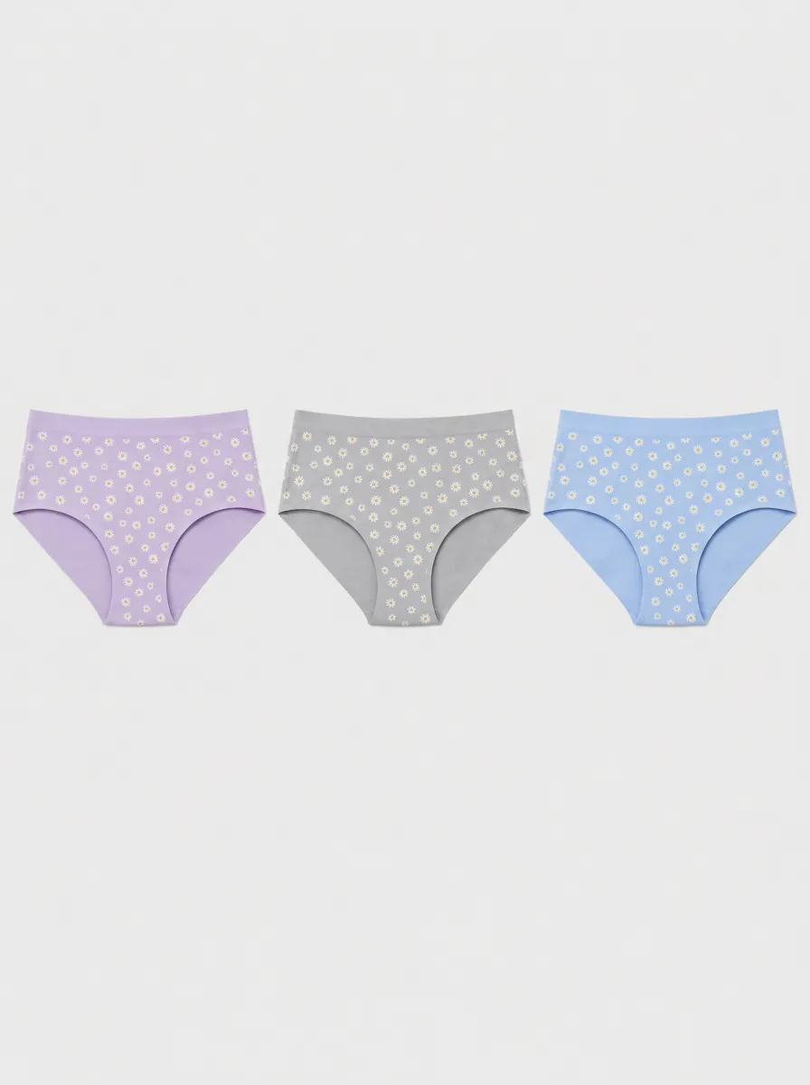 Women's Multicolor Daisy Patterned Briefs 3-Pack