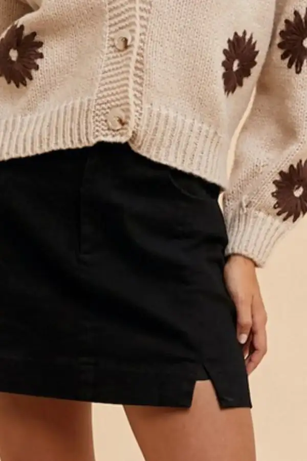 Relaxed Comfort Stretch Cotton Slit Skirt