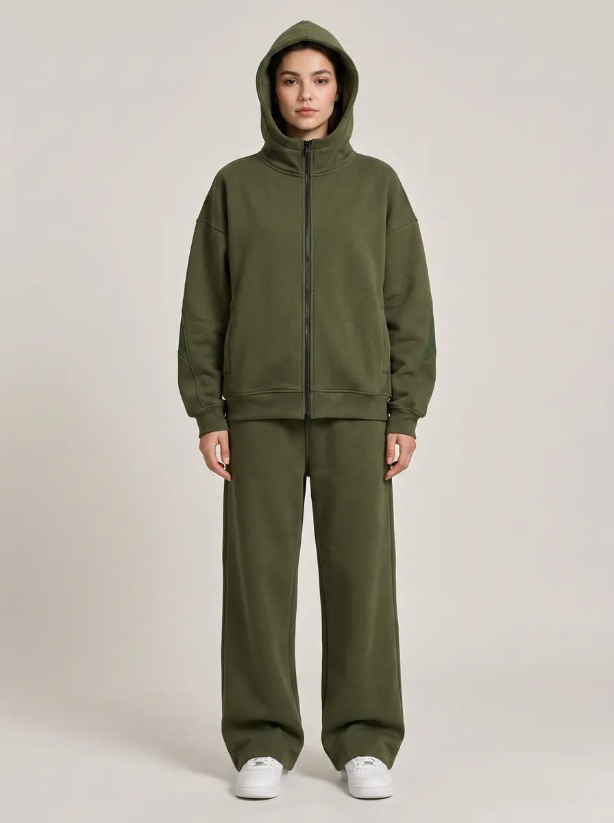 Unisex Oversized Zip-Up Hoodie Weekend Active Two-Piece Set