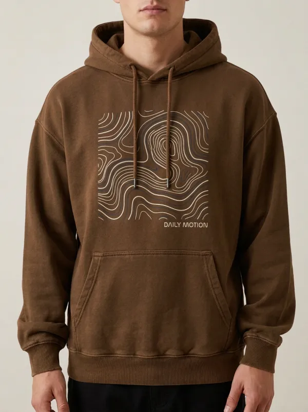Men's Outdoor Adventure Topographic Map Print Hoodie