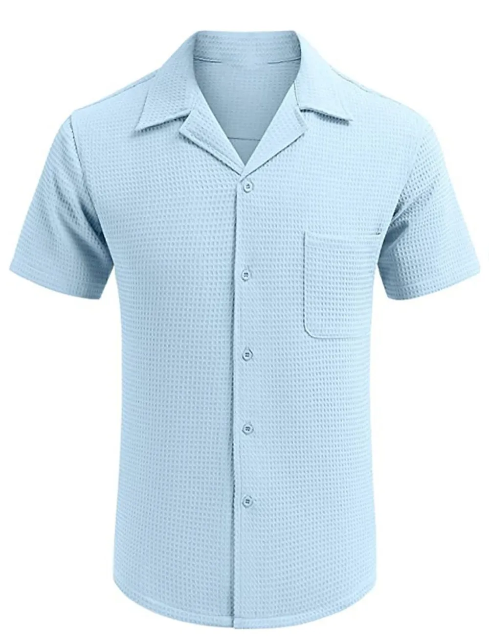 Textured Knit Open Collar Shirt