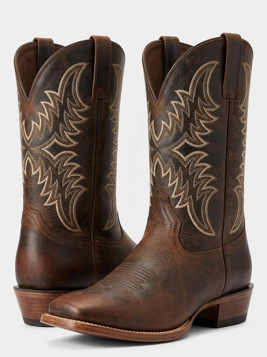 Unisex Frontier Inspired Western Cowboy Embroidered Cowboy Boots