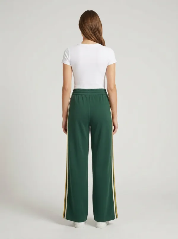 Women's Mid-Rise Metal-Tip Drawstring Pintuck Wide-Leg Track Pants
