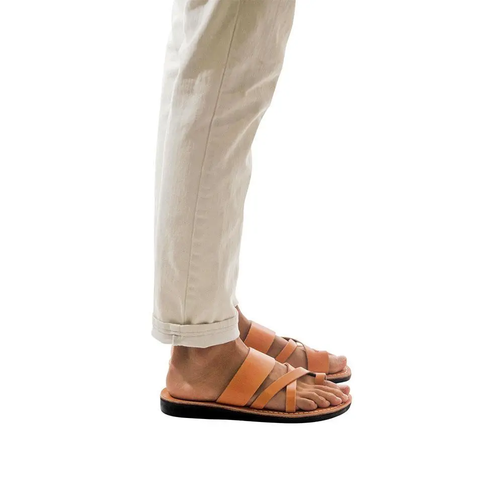 Refined Leather Toe Loop Slide Sandals