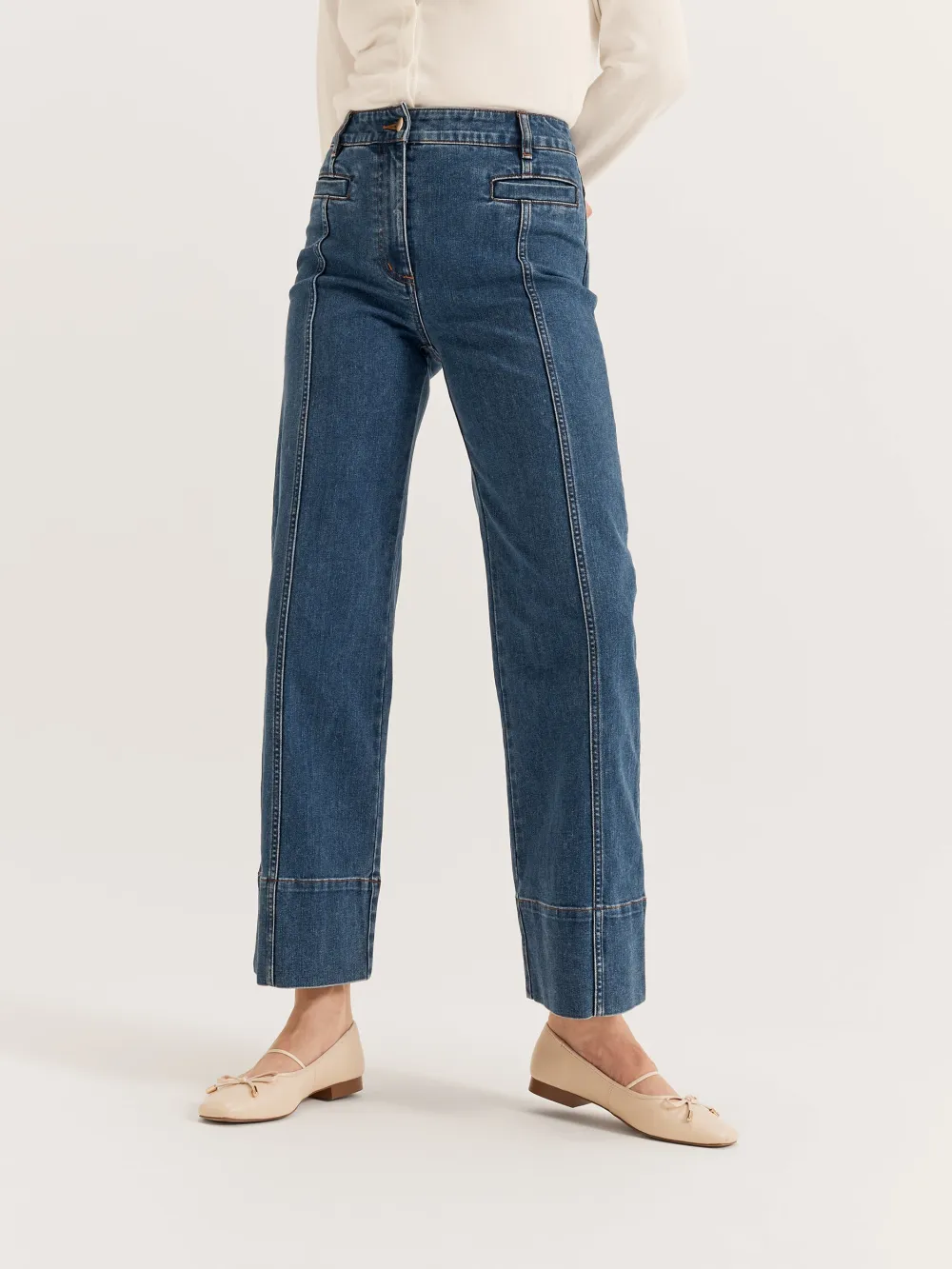 Slim Blue Denim Straight Leg Jean