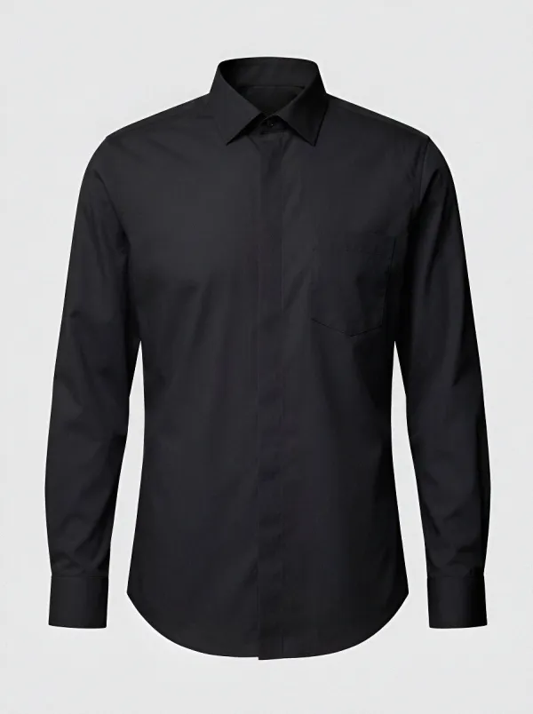 Men's Non-Iron Pure Cotton Light Blue Pocket Shirt