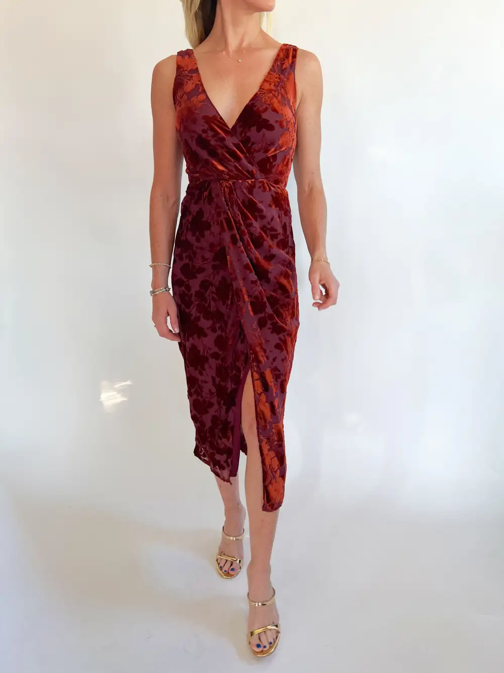 Velvet Midi Detail Dress