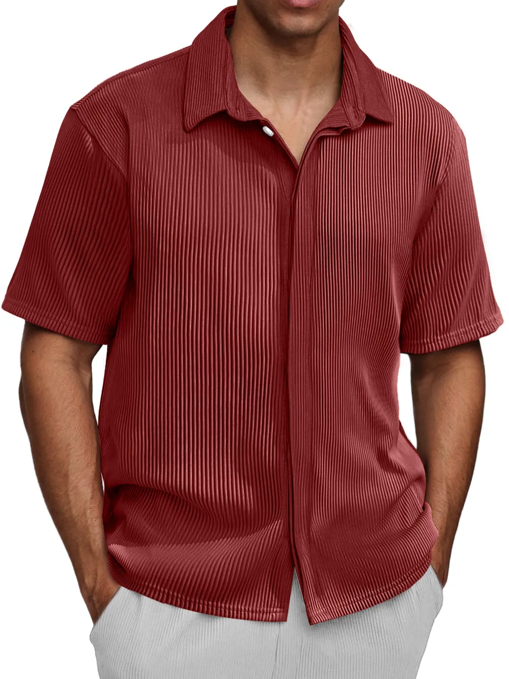Modern Short Sleeve Button Front Shirt