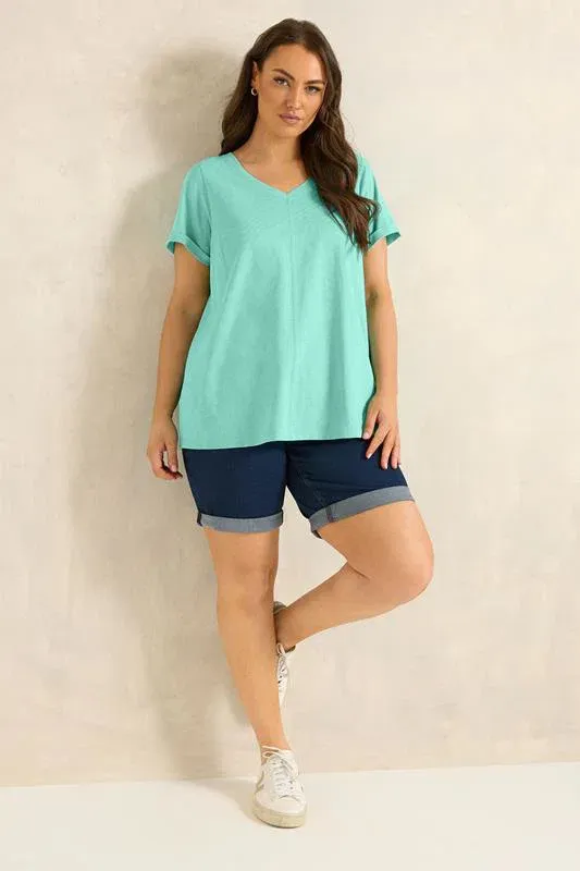 Turquoise Blue Cotton T-Shirt