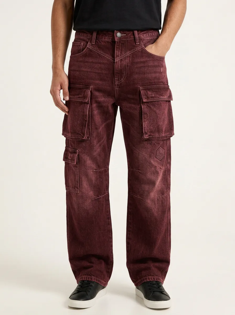 Men's Washed Black Utility Cargo Pants