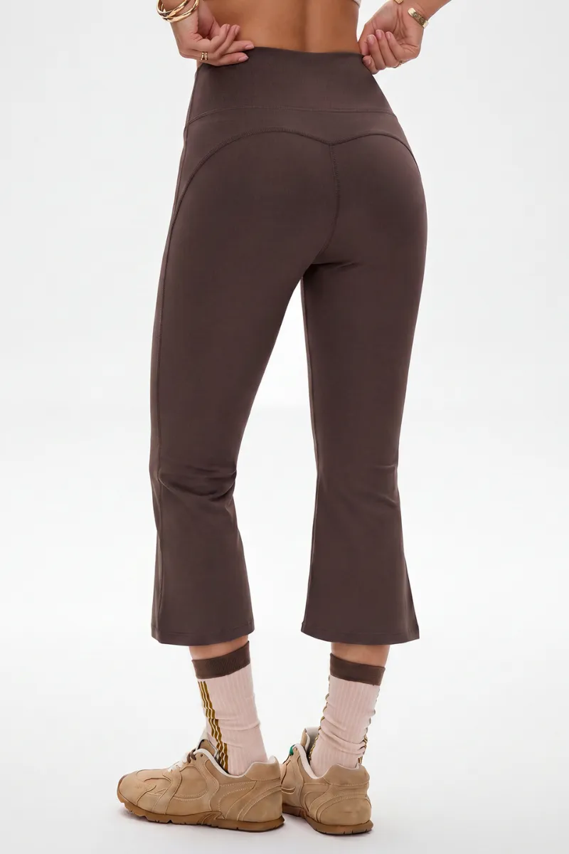 High-Waist Flared Capri Trousers