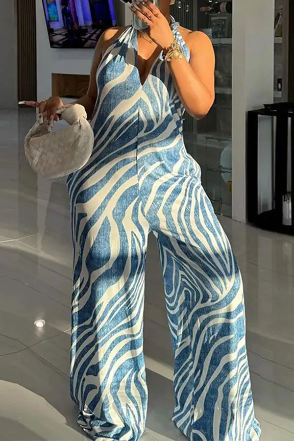 Halter Wide-Leg Sleeveless Jumpsuit