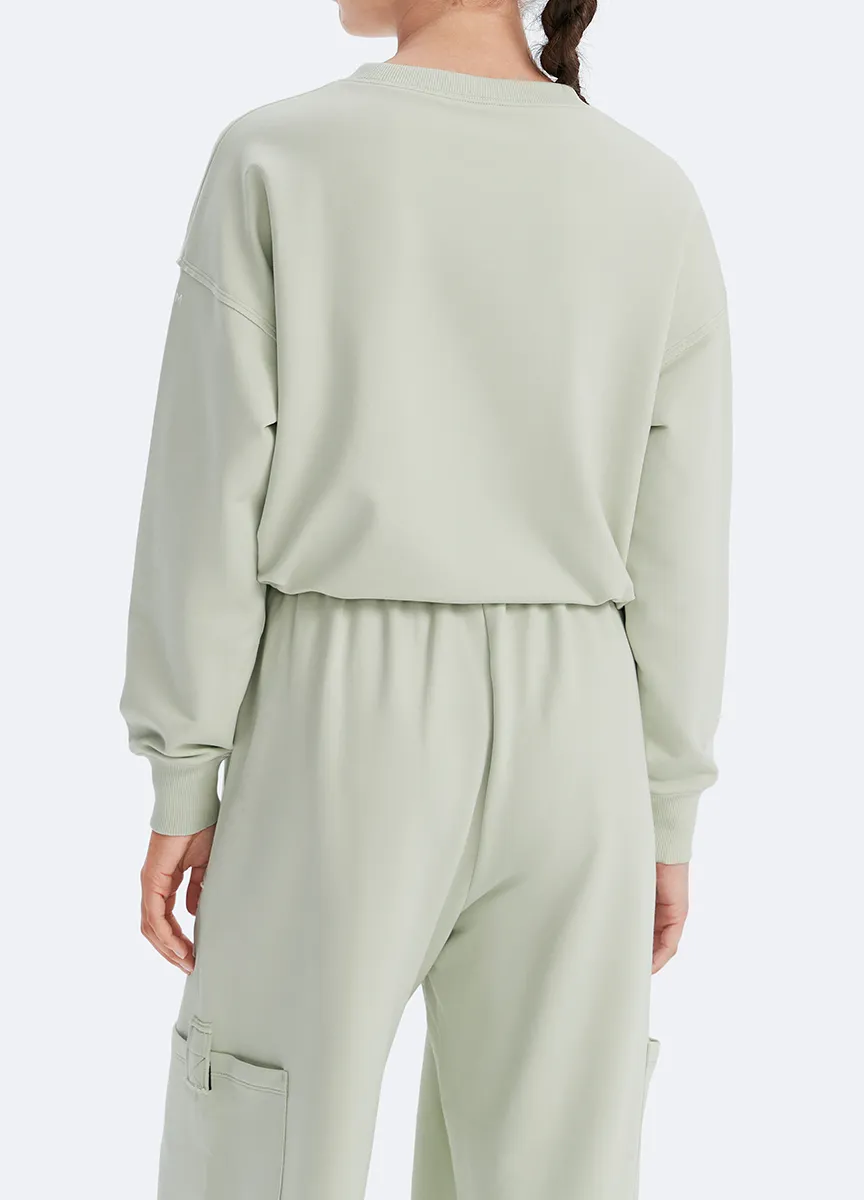 Adjustable Drawcord Cropped Pullover