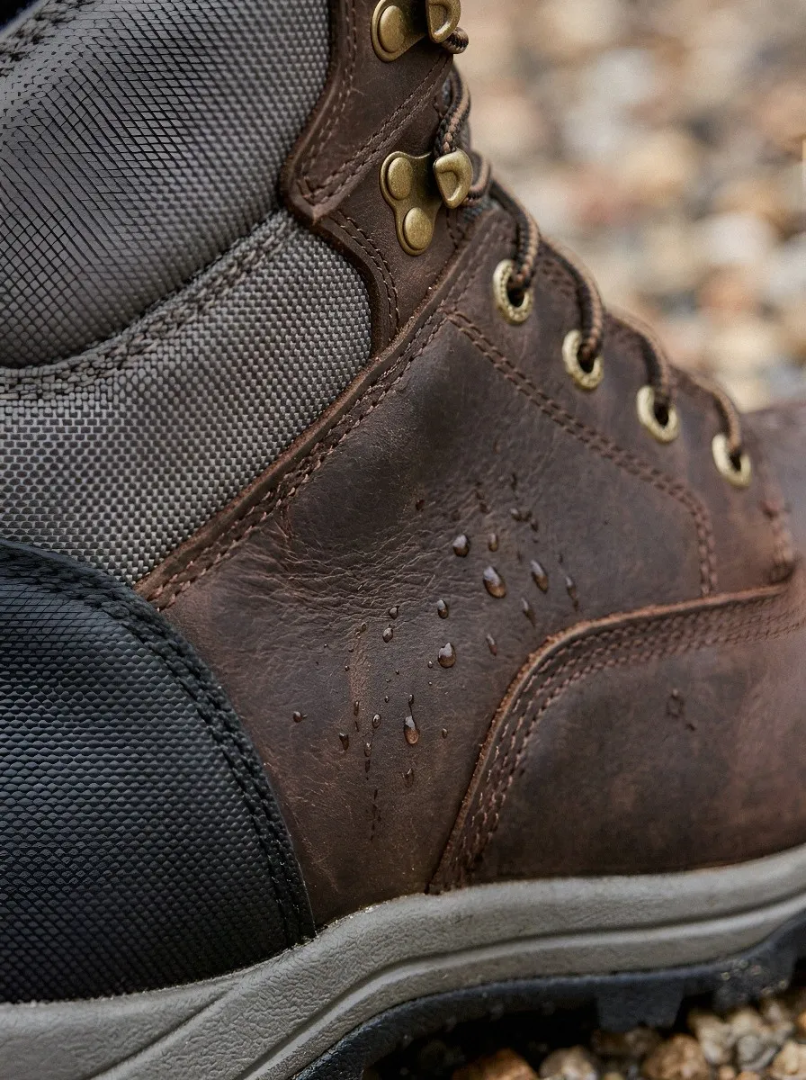 Men's Outdoor Construction Brown Leather Waterproof Work Boots