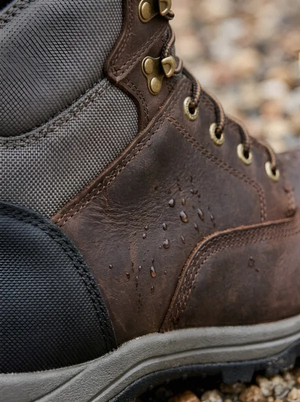Men's Outdoor Construction Brown Leather Waterproof Work Boots
