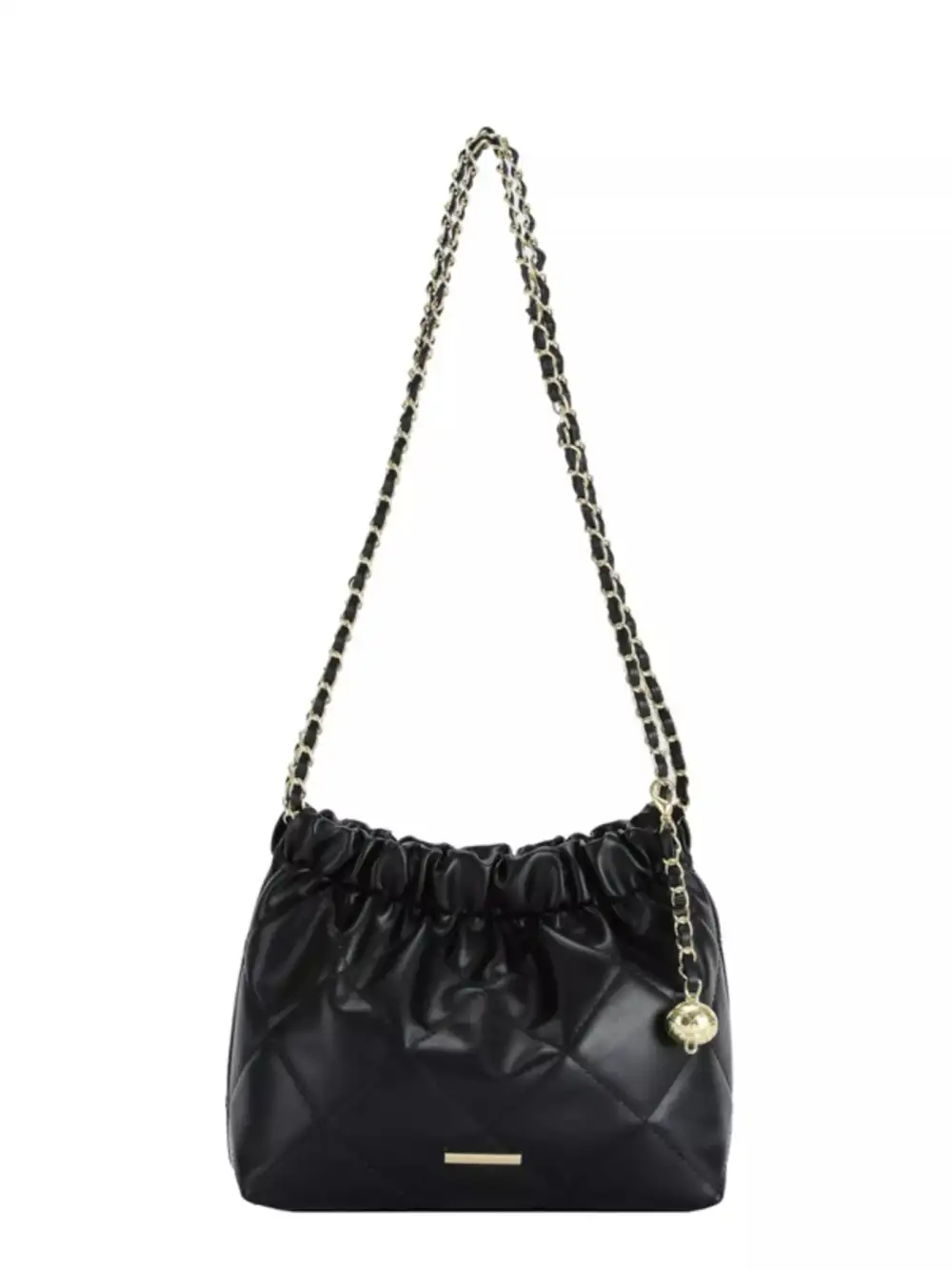 Quilted Ruched Chain Shoulder Bag