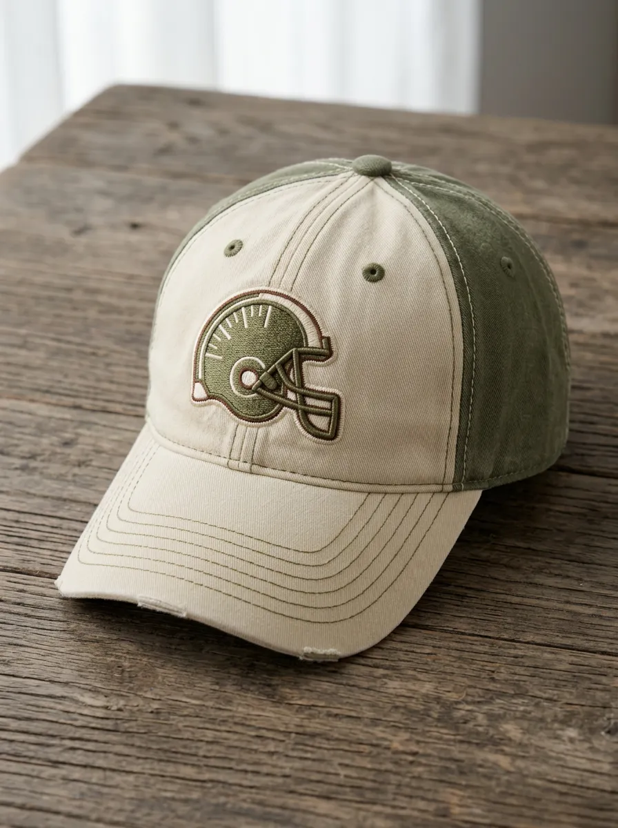 Unisex Football Lover Olive Helmet Embroidered Baseball Cap