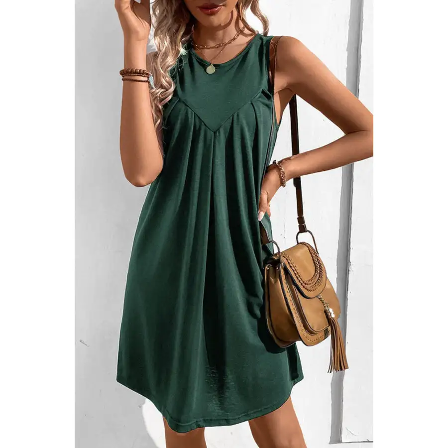Soft Everyday Round Neck Sleeveless Mini Dress