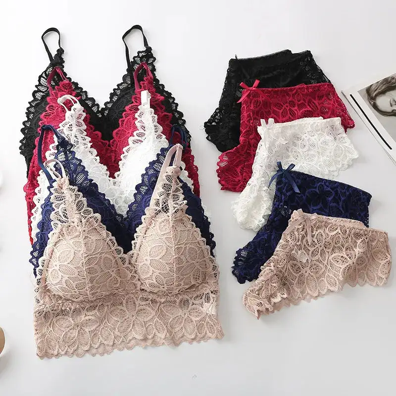 Floral Embroidered Hipster Lingerie Set