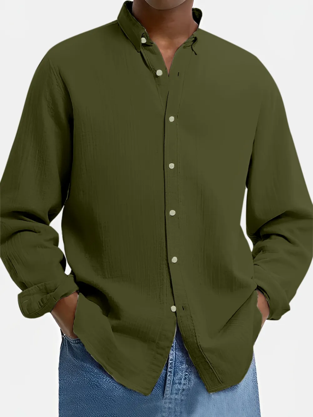 Cotton Linen Camp Collar Shirt