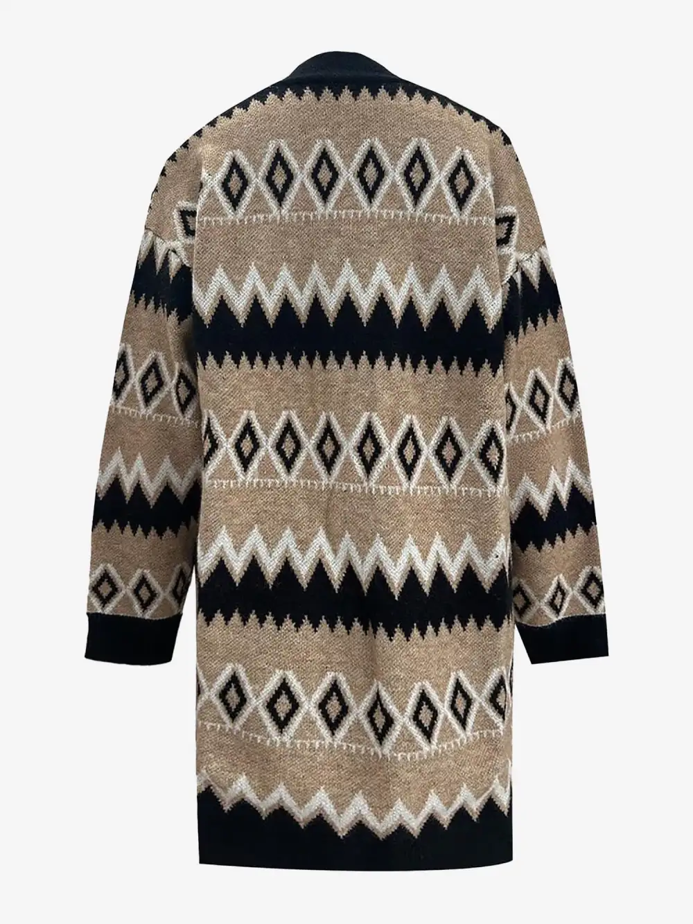 Boho Graphic-Knit Long-Sleeve Cardigan