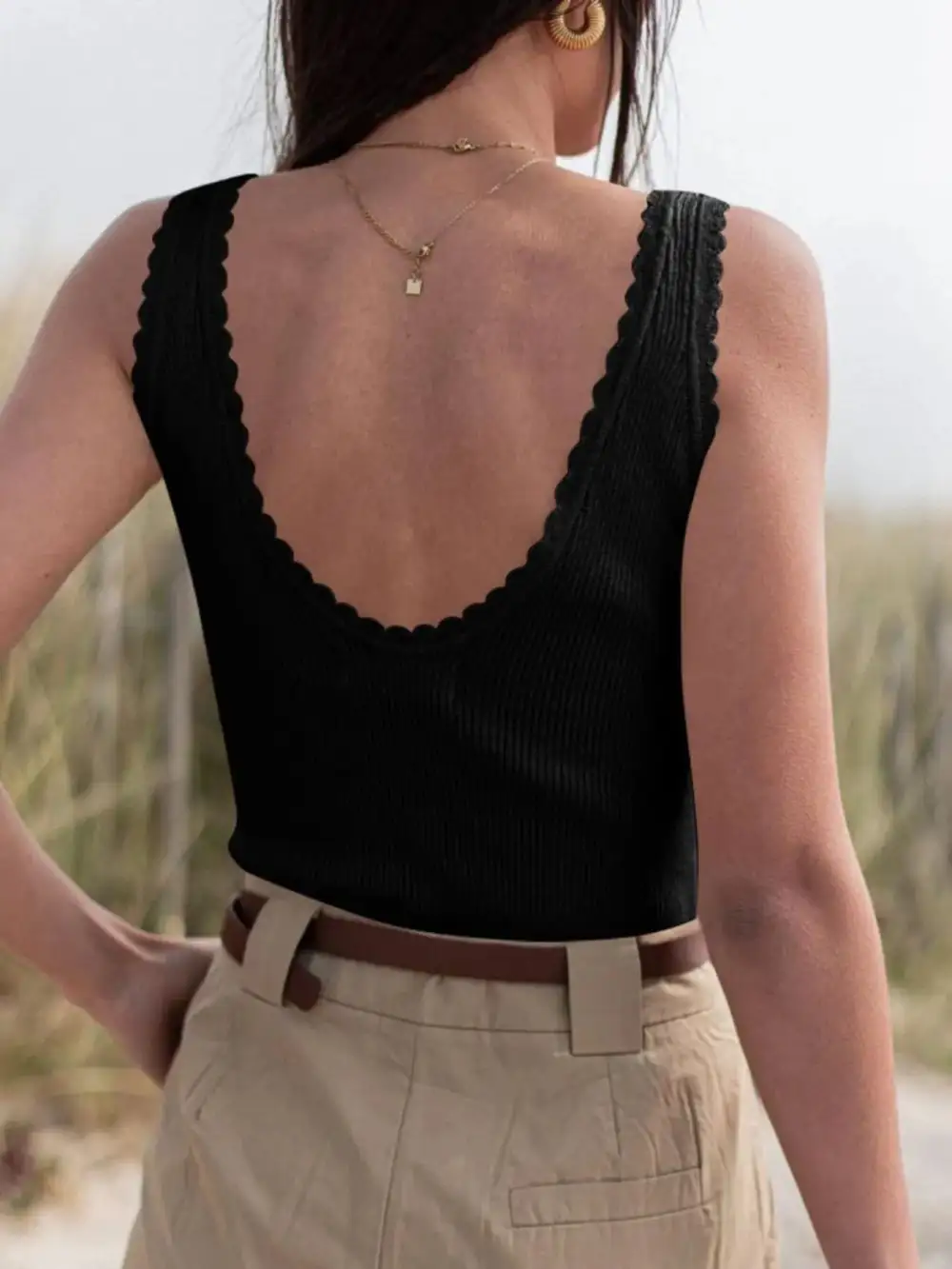 Scoop-Neck Ribbed-Knit Cotton Tank Top
