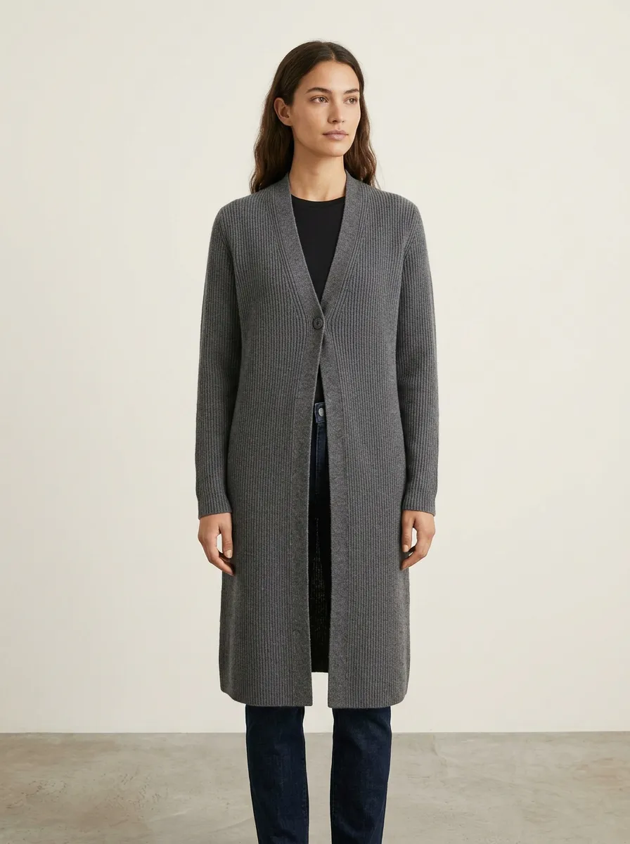 Women's Ribbed Long Knit Cardigan