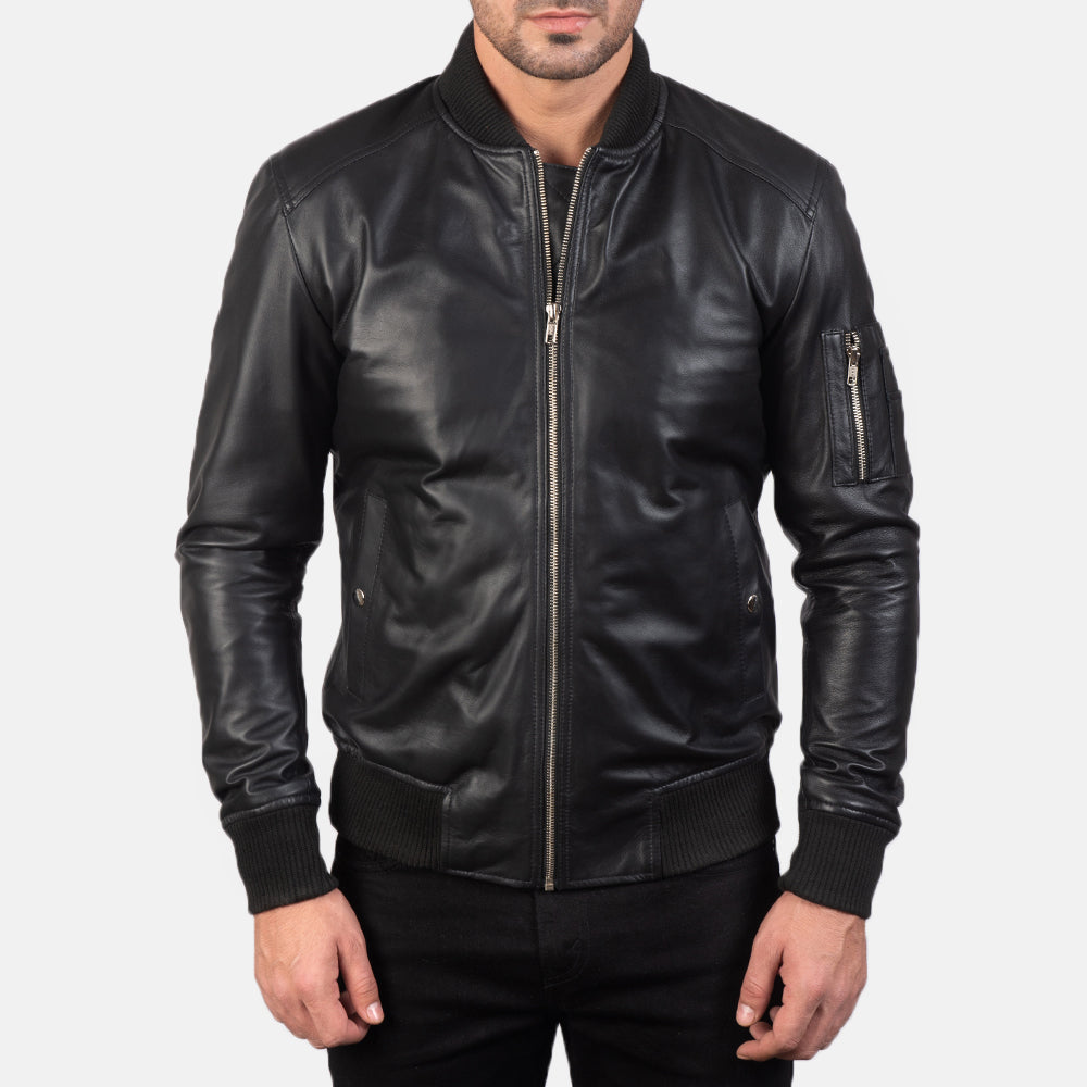 Men's Refined Bomber Leather Jacket