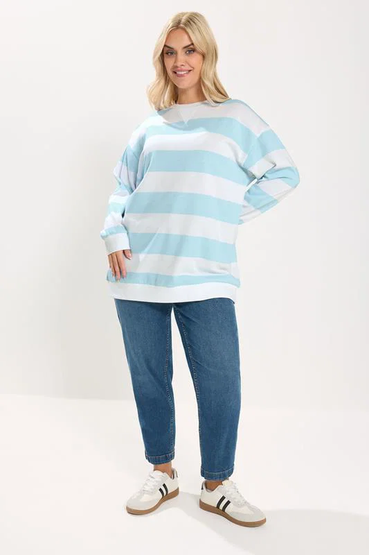 Blue & White Stripe Sweatshirt detail 1