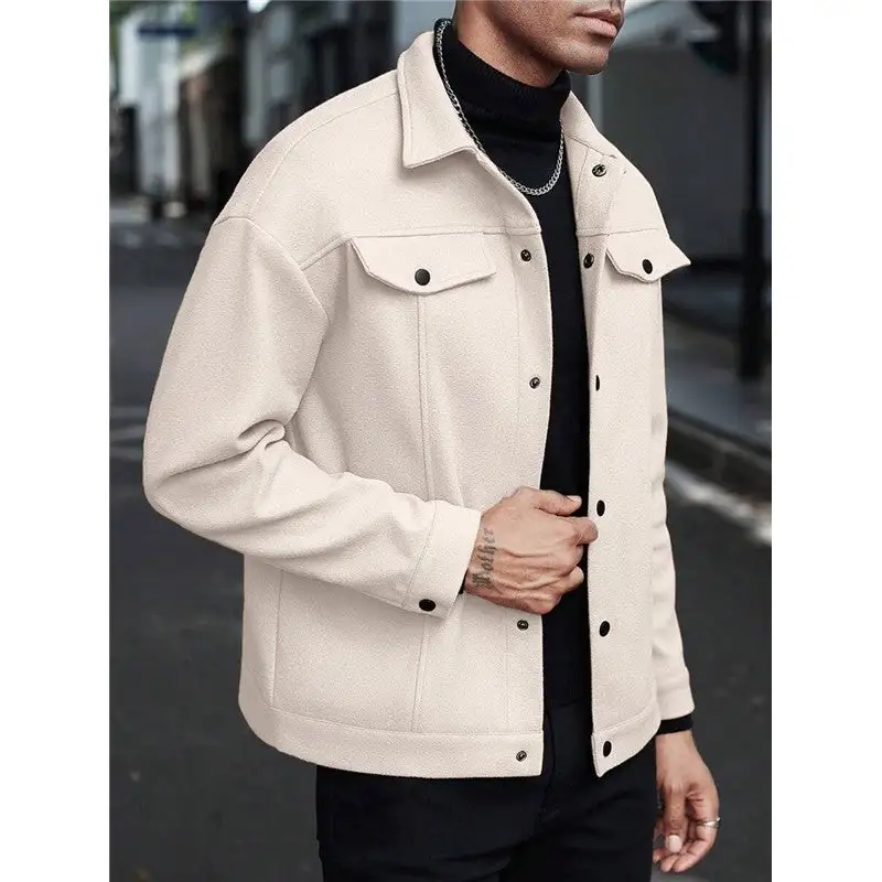 Lapel Wool-Blend Relaxed Outerwear Coat