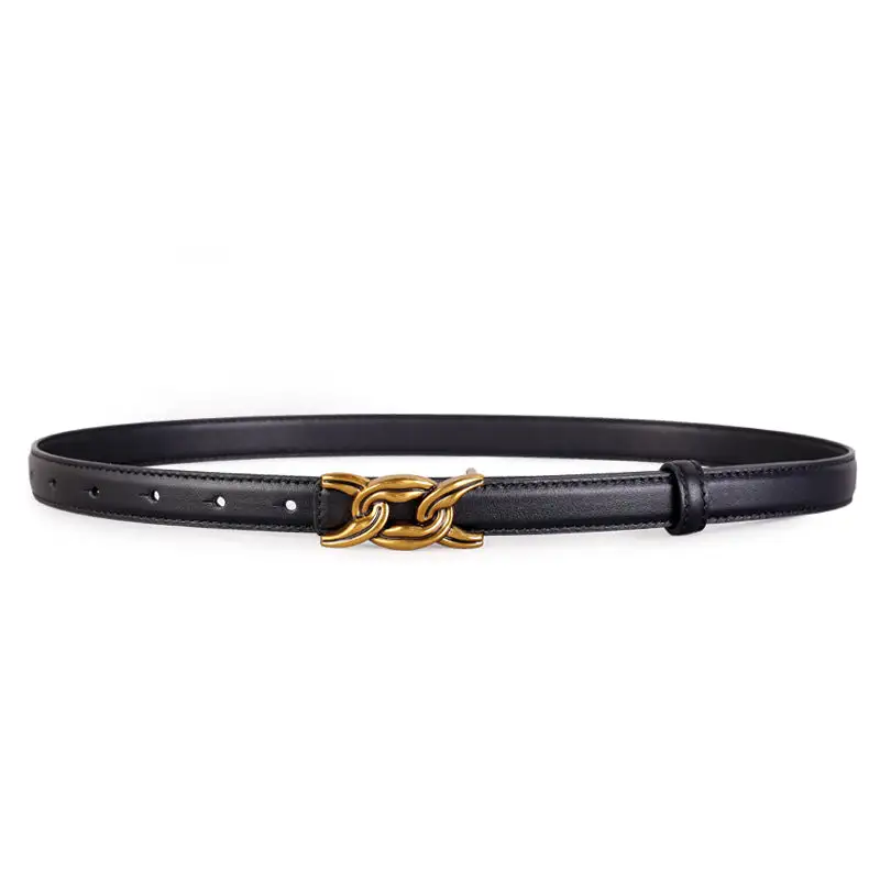 Chain Buckle Leather Belt