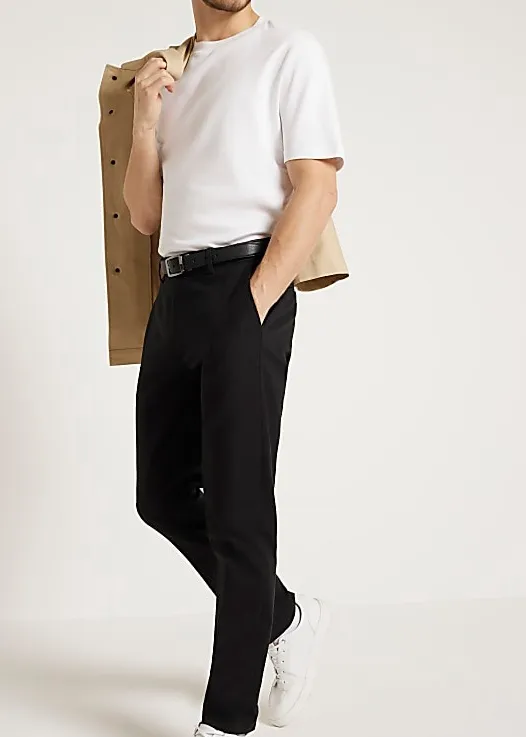 Men's Black Slim Fit Cotton Trousers