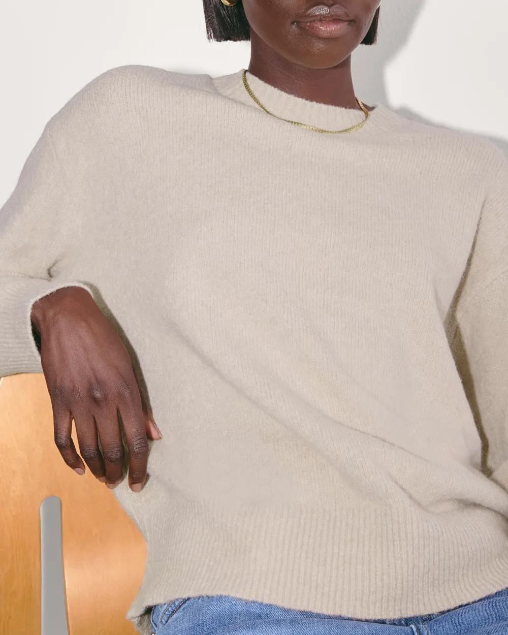 Ribbed Collar Knit Sweater