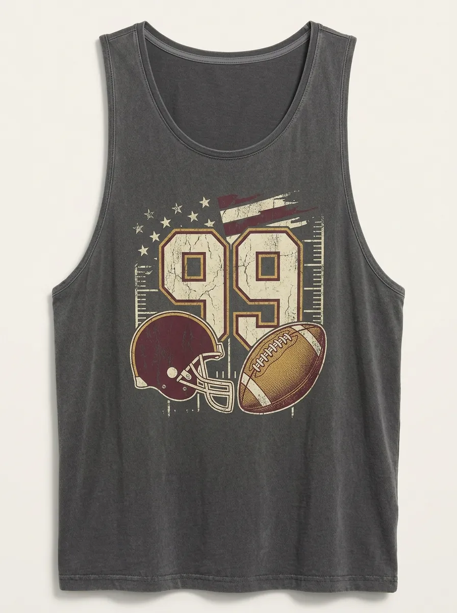 Men's American Football 99 Helmet Ball USA Flag Printed Tank Top