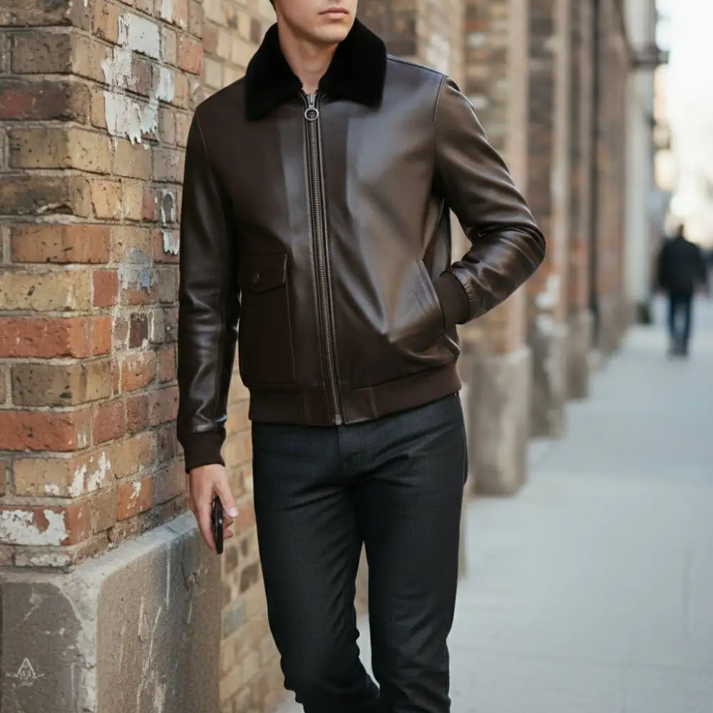Modern Leather Bomber Flight Jacket