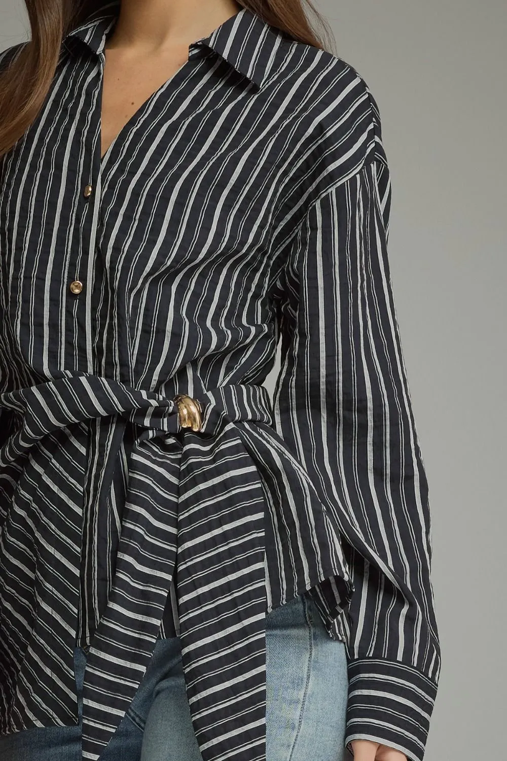 Accent Waist Stripe Top