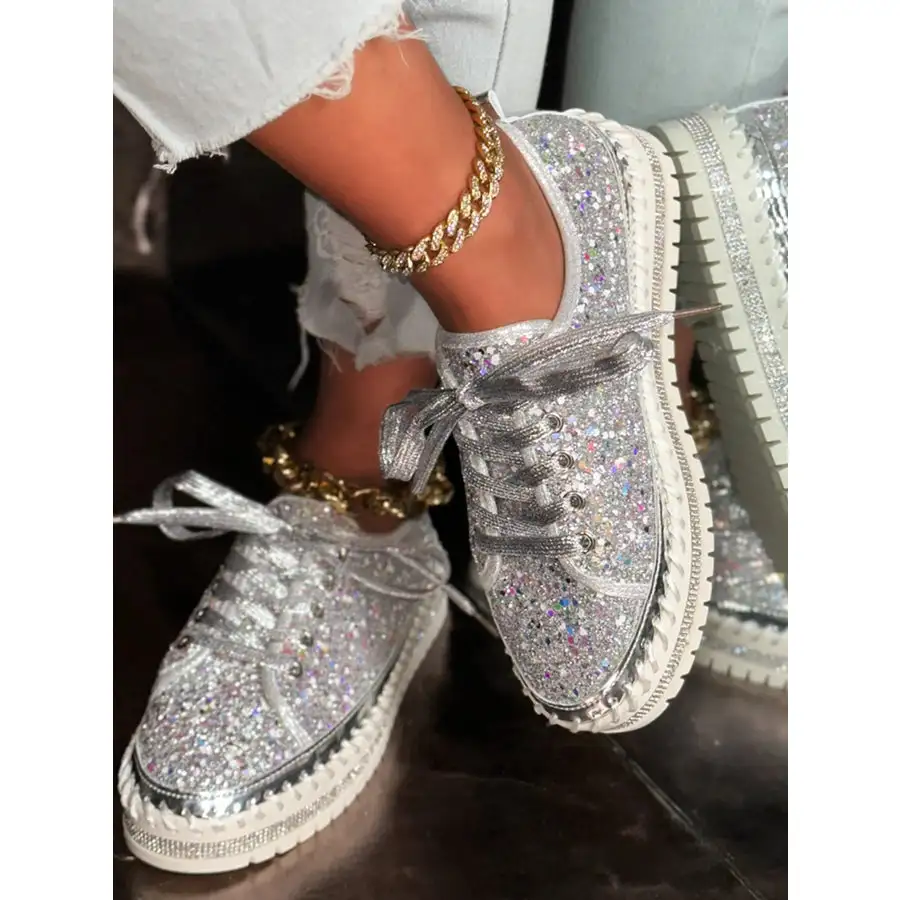 Classic Lace Up Round Toe Platform Sneakers Shoes