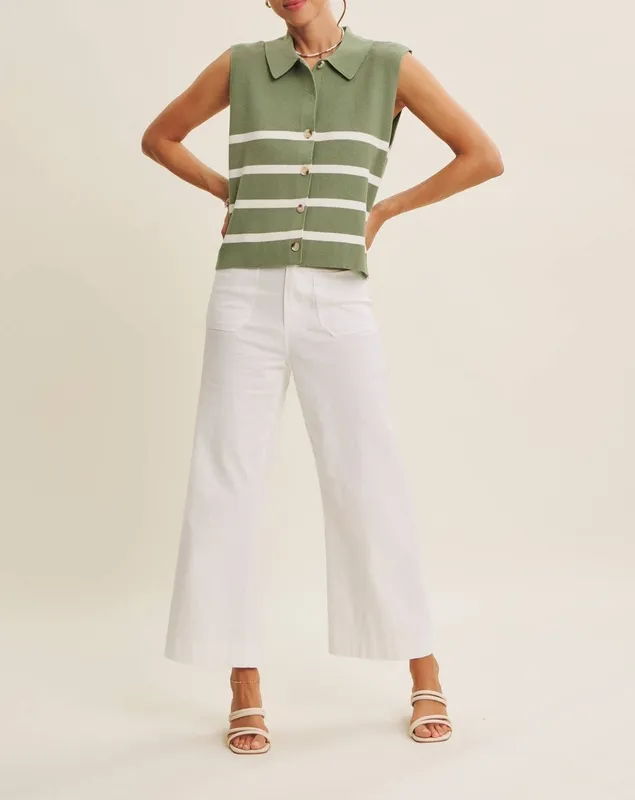 Ribbed Button-Down Sweater Vest