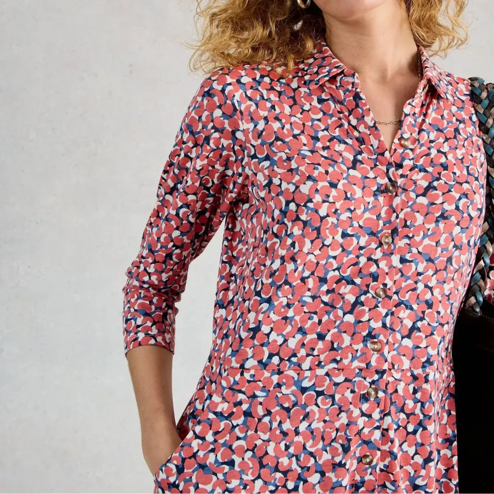 Classic Shirt-Dress Jersey Women's Midi Dress