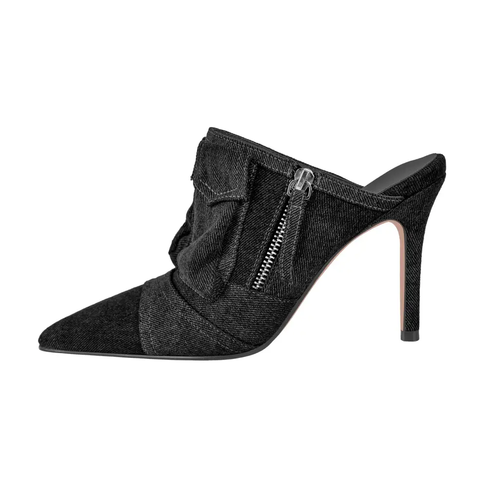 Pointed Toe Stiletto Heeled Mules